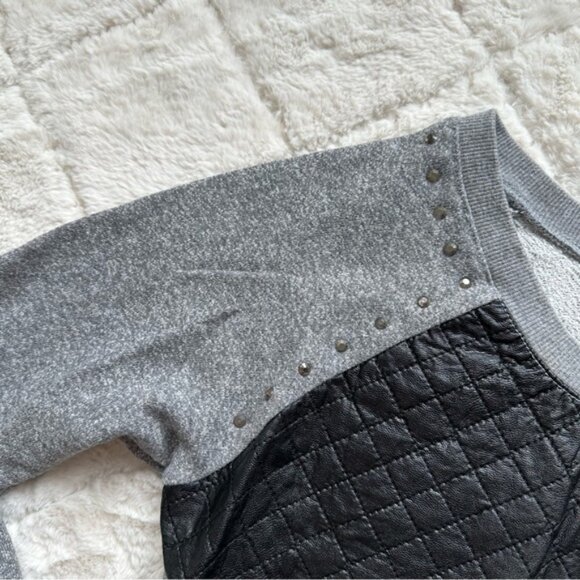 Disney X Star Wars | Gray and Black Faux Leather Quilted Sweater | Size Large 14 - Picture 6 of 13